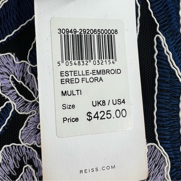 Reiss NWT Estelle Floral Embroidered Mini Dress size 4 - Picture 6 of 10